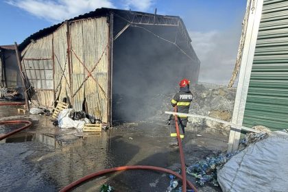 Incendiu puternic la hala deseurilor din Sura Mare