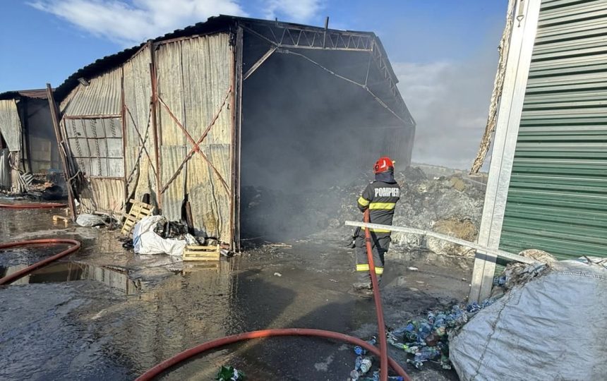 Incendiu puternic la hala deseurilor din Sura Mare