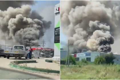 Explozie si incendiu puternic la depozitul de langa benzinarie