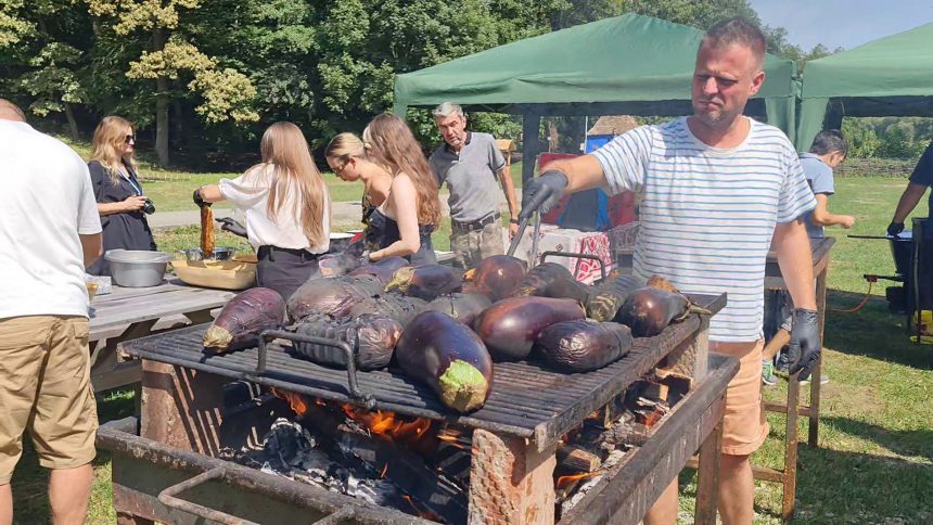 Coace vinetele si ardeii pentru zacusca la Muzeul din Dumbrava Sibiului