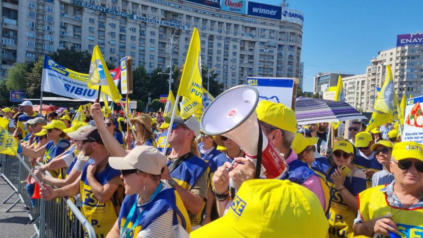 Profesorii din Sibiu protesteaza la Bucuresti video foto