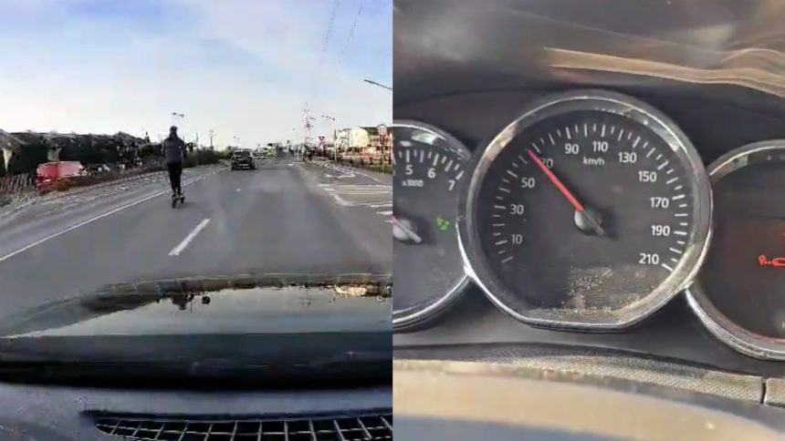trotinetist kamikaze prins cu 70 km h printre masini