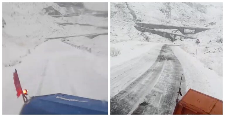 A nins din nou pe Transfagarasan 10 cm de zapada