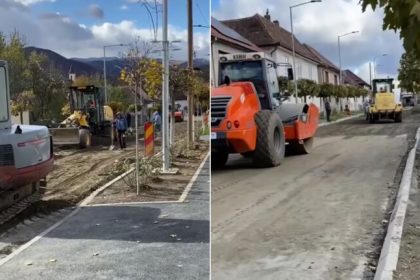 Lucrari intense pe strada Sibiului in Cisnadie trafic inchis temporar