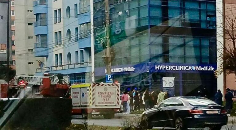 Alert la policlinica din Sibiu alarm incendiu activat