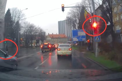 Poliist prins trecand pe rosu in Sibiu amendat