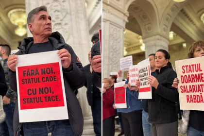Protest spontan la Parlament angajatii solicita salarii mai mari