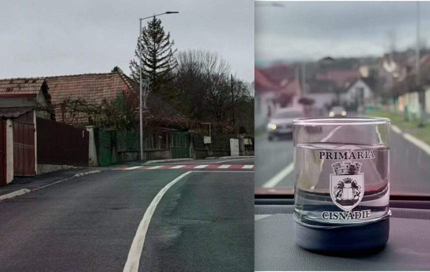 Strada Sibiului din Cisnadie s a redeschis Primarul a facut testul paharului