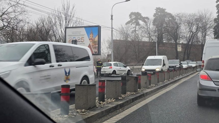 Accident pe Soseaua Alba Iulia trafic blocat in Sibiu
