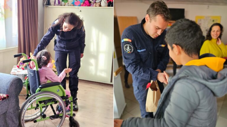 Jandarmii sibieni au oferit cadouri copiilor cu dizabilitati