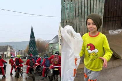 Sportivi sibieni imbracati in Mos Craciun au daruit cadouri