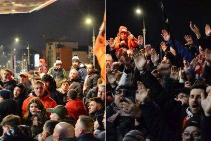 Dinamo primire impresionanta la Sibiu sute de fani au asediat hotelul unde se afla cainii rosii video foto