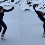 Lacurile inghetate din Sibiu atrag curiosi o influenceri a patinat pe Iezer la aproape 2000 de metri altitudine video