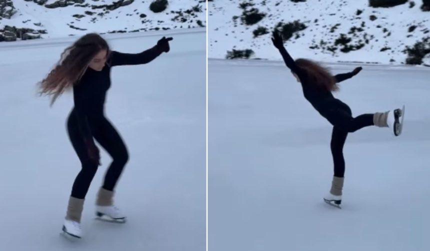 Lacurile inghetate din Sibiu atrag curiosi o influenceri a patinat pe Iezer la aproape 2000 de metri altitudine video