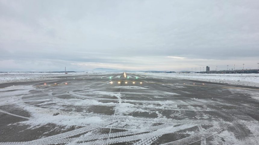 Ninsoarea perturba zborurile la Aeroportul Sibiu