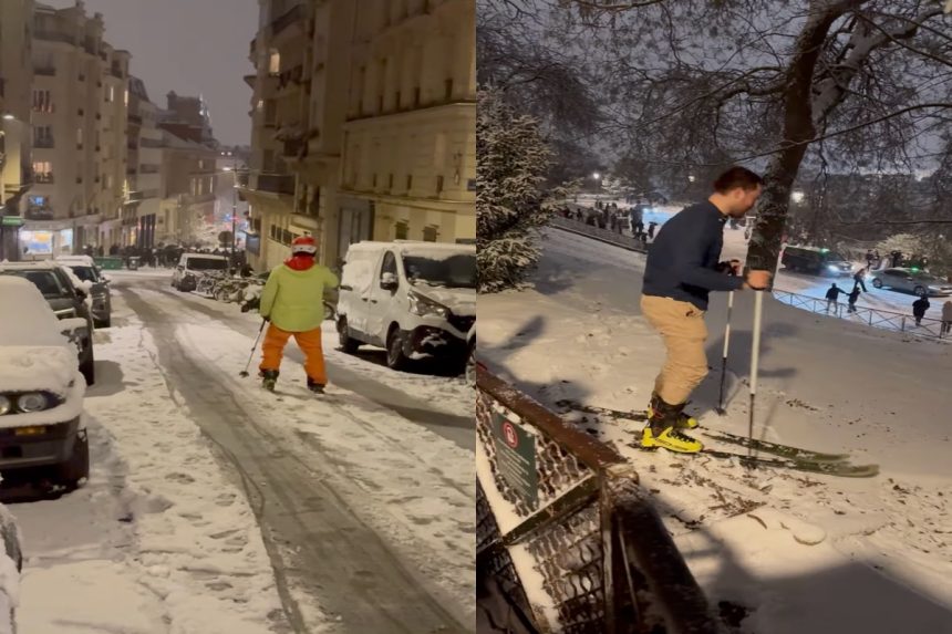 Parizienii schiaza prin oras video