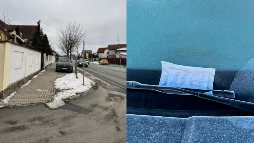 Politia Locala a intervenit sanciune pentru proprietarul mainii care blocheaza vizibilitatea intr o intersecie din Selimbar