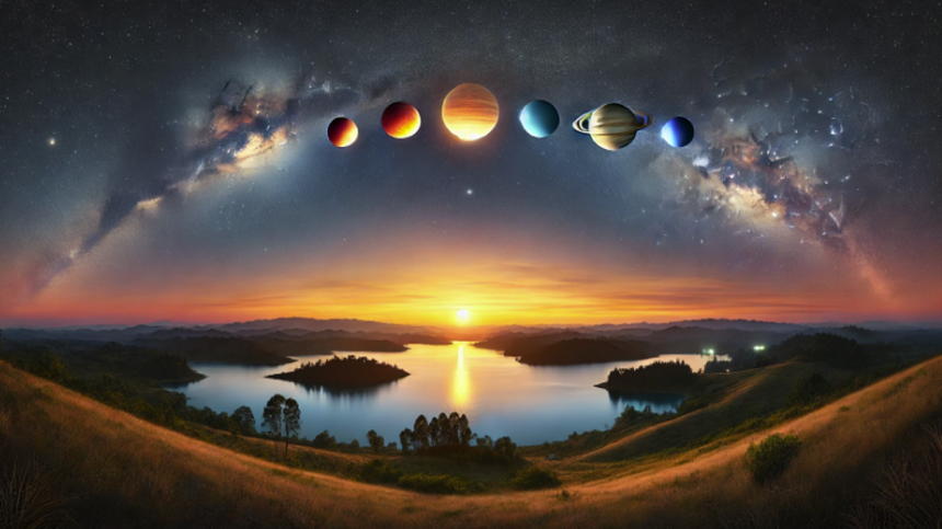 fenomen rar pe cerul de noapte sase planete vizibile in acelasi timp