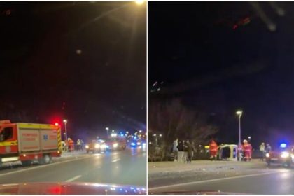 Accident pe strada Maramuresului o masina rasturnata video