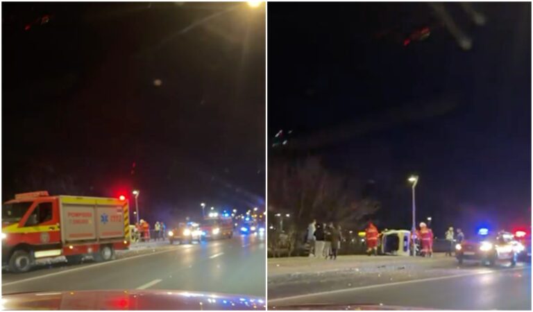 Accident pe strada Maramuresului o masina rasturnata video