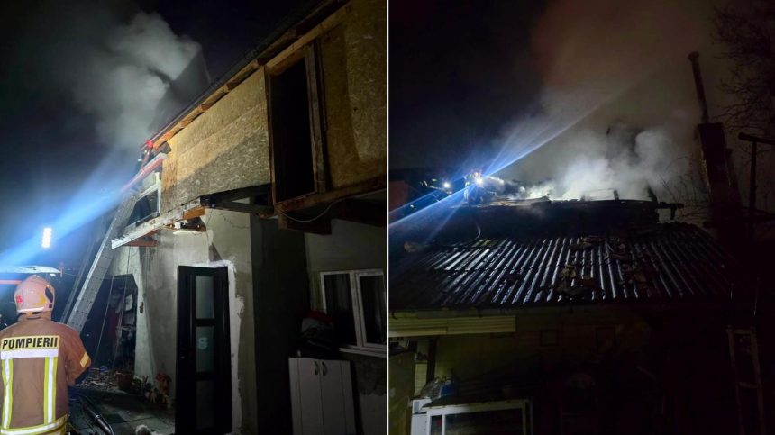 incendiu puternic in miez de noapte la sibiu mansarda unei case a fost devastata apo