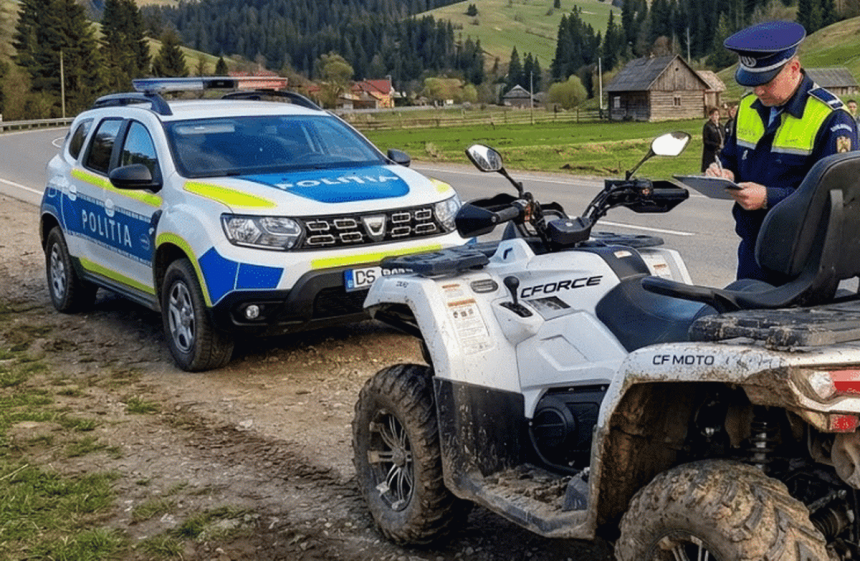 La 67 de ani prins pe ATV cu permisul anulat
