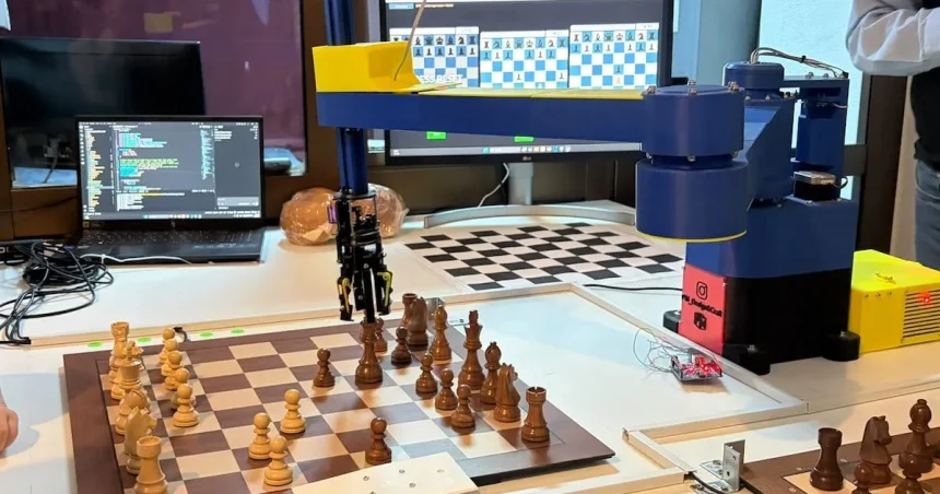 Braț robotic joacă șah simultan pe trei table, atracție la Noaptea Cercetătorilor Sibiu