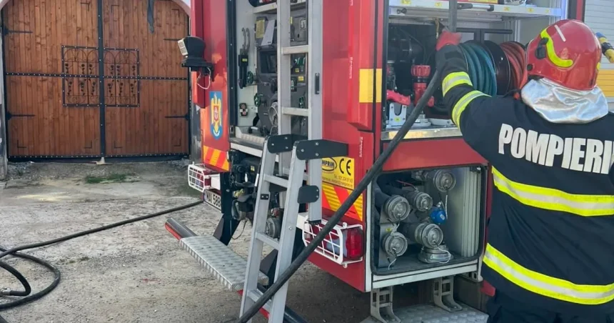Incendiu la Șeica Mare: anexă mistuită de flăcări, pompierii au salvat casa