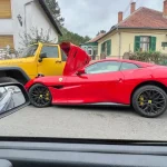 Șofer beat a intrat cu Ferrariul în patru mașini parcate în Sibiu și a spart o țeavă