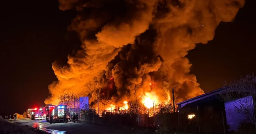 Incendiu la stația de sortare din Sibiu: plasticul de valorificat, distrus