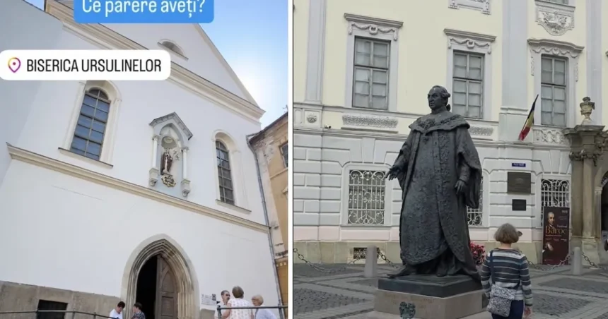 Mănăstirea Ursulinelor și statuia lui Brukenthal, denaturate pe TikTok