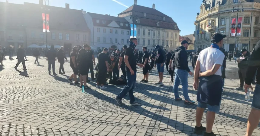 Scandal între galerii în Sibiu: jandarmii au intervenit cu spray lacrimogen